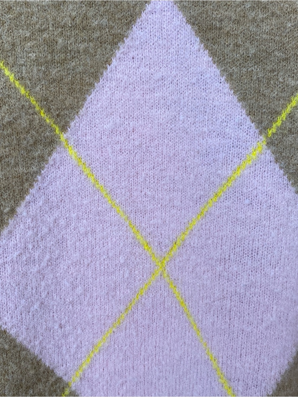 Boden Pink, Brown & Yellow Argyle Crewneck Sweater - Picture 5 of 8
